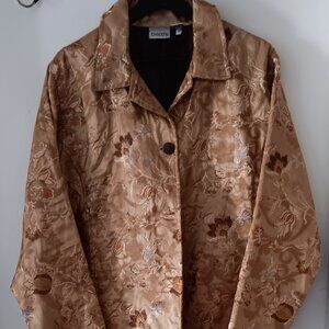 Chico's Vintage Gold Floral Brocade Jacket Size 3 (XL) Used